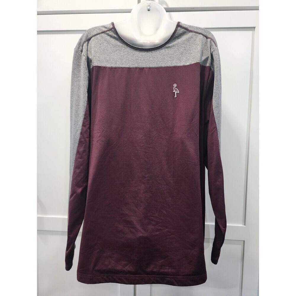 Tailorbyrd Sport Shirt Long Sleeve Quick Dry Men's Large Maroon Grey